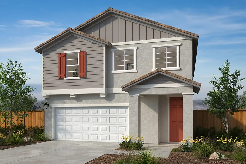 Exterior view of a house with visible garage door